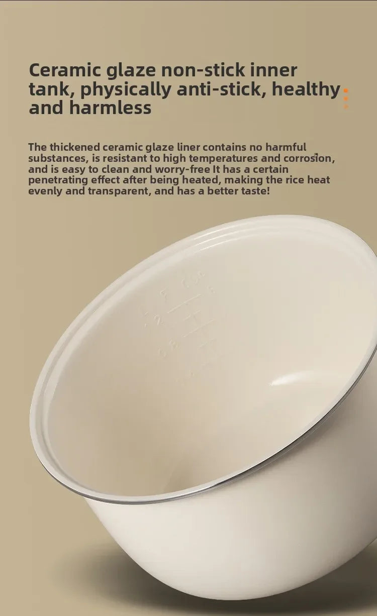 White ceramic non-stick inner pot for mini electric rice cooker, smooth bowl shape