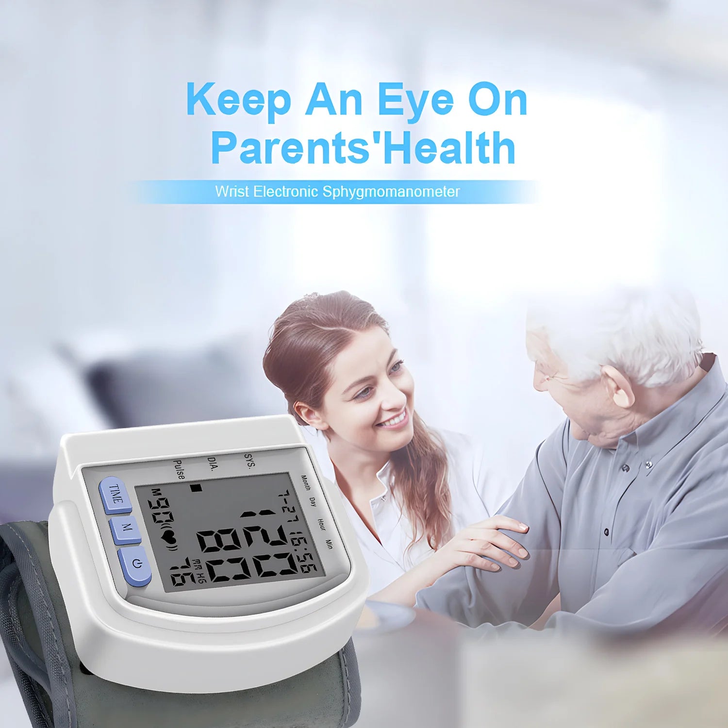 Wrist Blood Pressure Monitor Bp Monitor Large LCD Display Blood Pressure Machine Adjustable Wrist Cuff