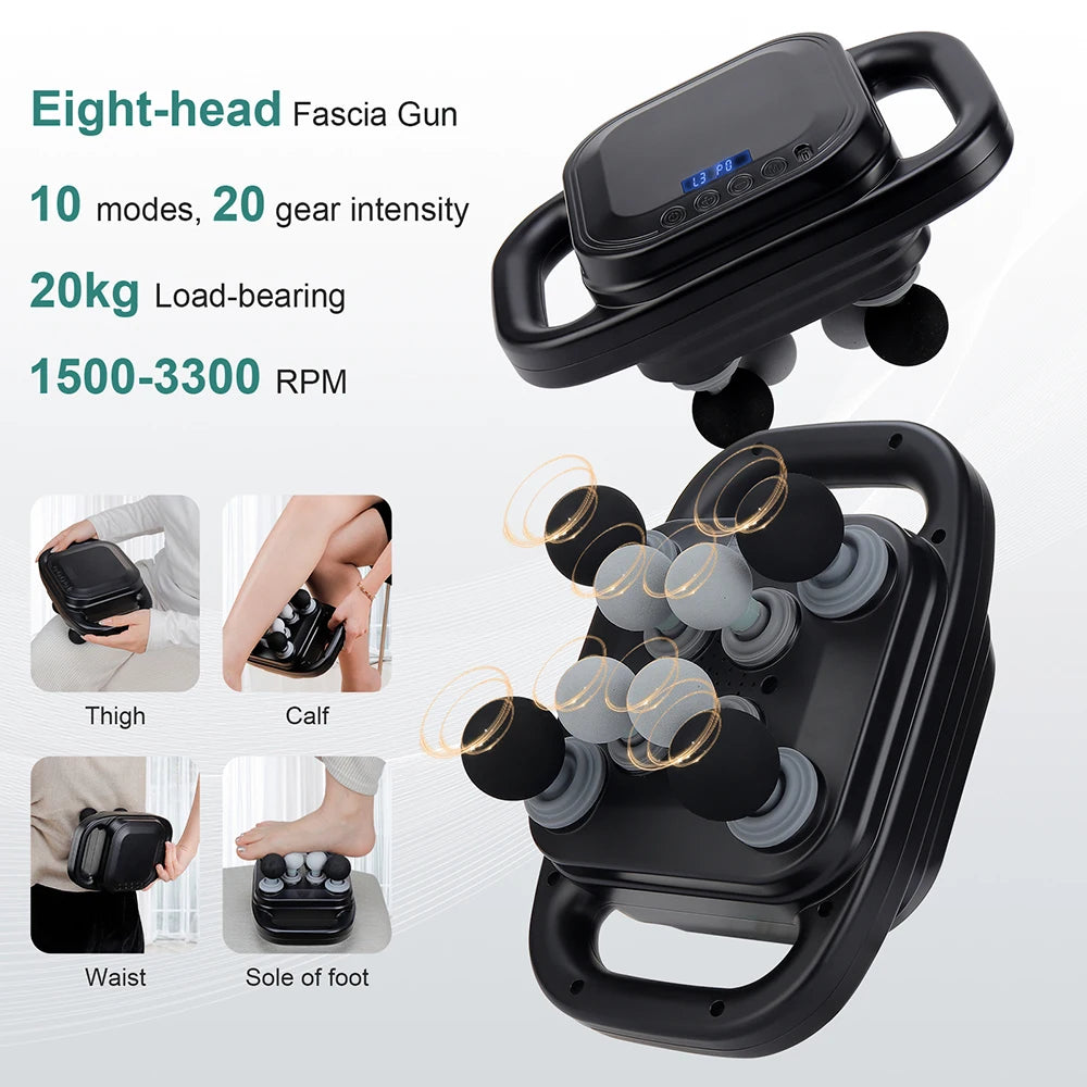 Fascia Gun Deep Tissue Massager - 8 Massage Heads | Tidesmit Fascia Gun Tidesmit