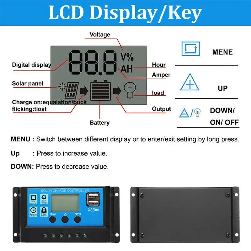 1000W Solar Panel 12V Solar Cell 10A-100A Controller Solar Plate Kit For Phone RV Car Caravan Home Camping Outdoor Battery
