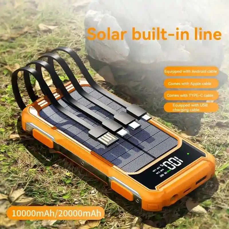 Solar Power Bank 200000mAh with Built-in Cables | Tidesmit Tidesmit