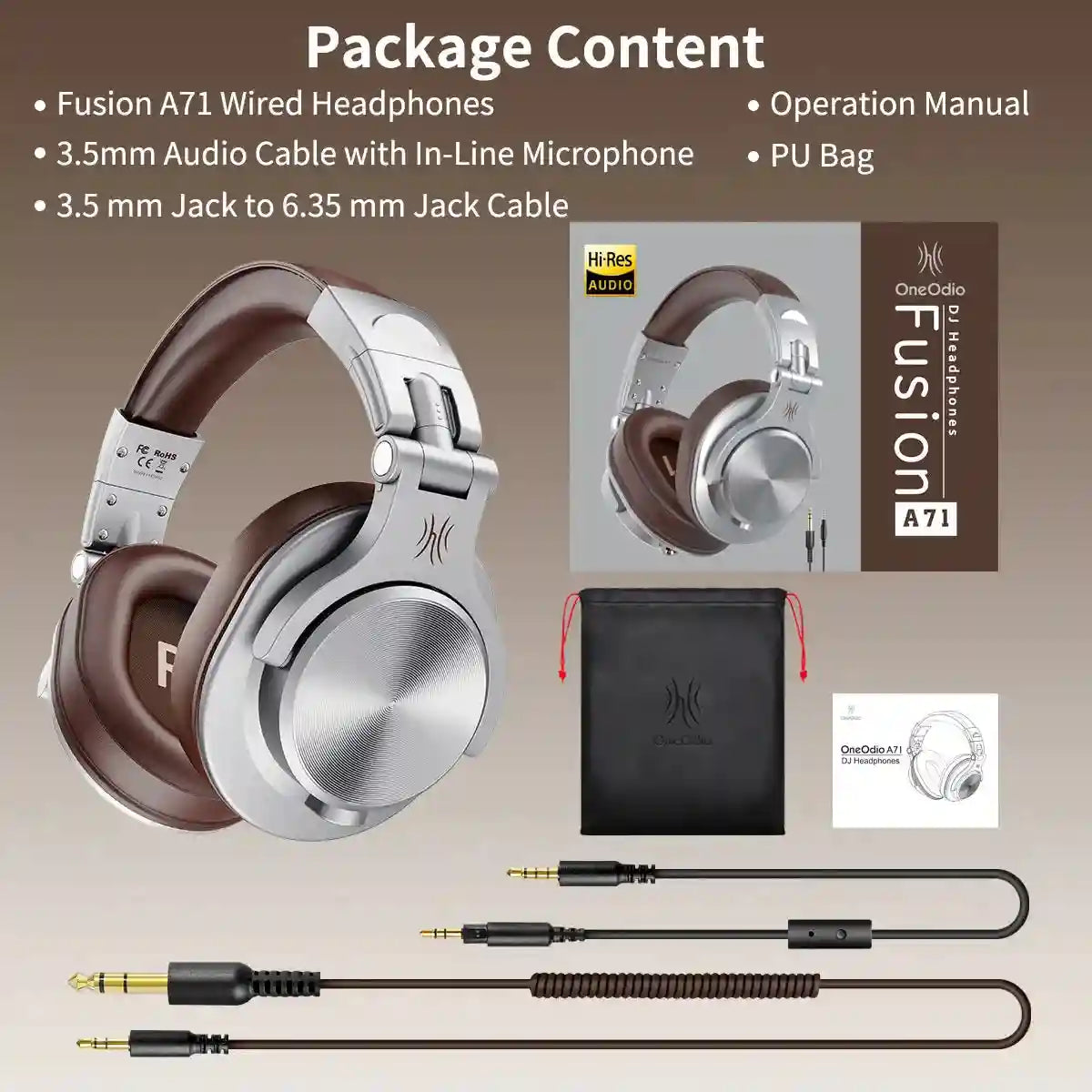 Wired Over-Ear Headphones with Mic - Studio Monitor Stereo Sound Tidesmit