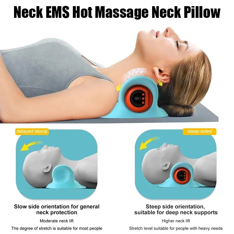Electric Neck Massager Blue - Portable Cervical Traction Relief Tool Relaxation Treatment Tidesmit