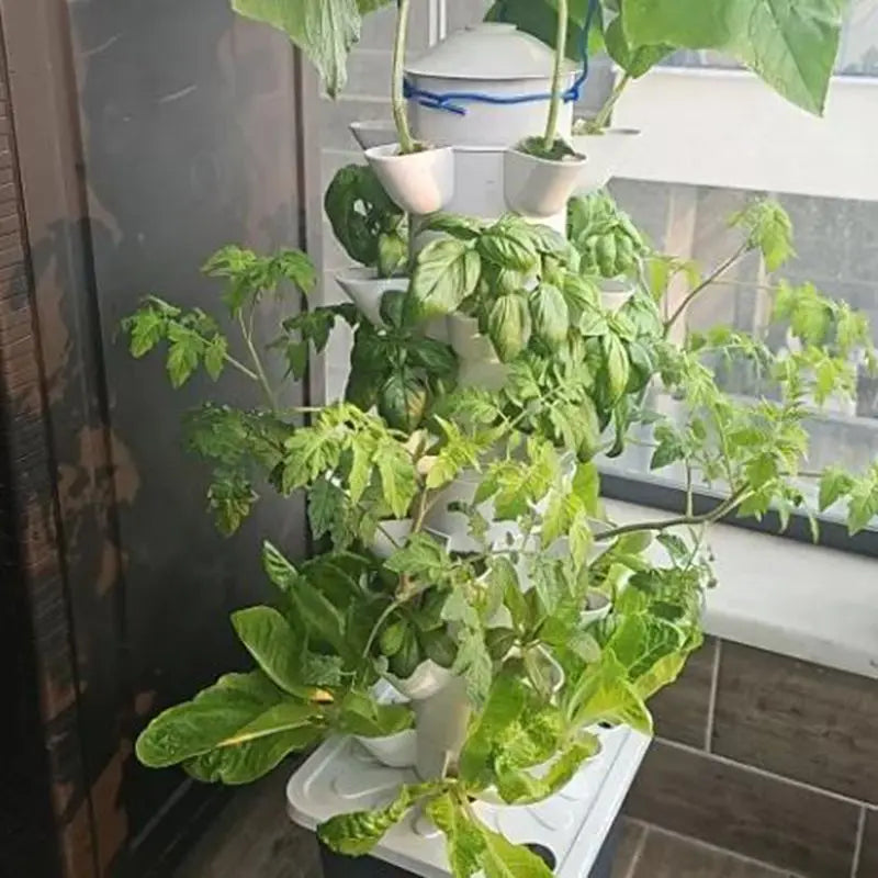 New Home Garden DIY Vertical Tower Hydroponic Growing System 5Hole Soilless Cultivation Kits Fruit Vegetable Grow Pot
