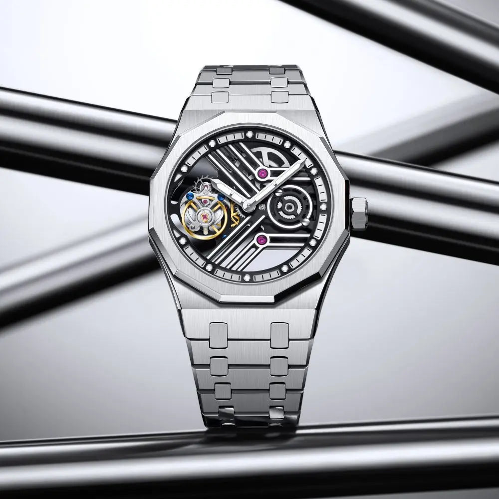 Classic Design 7055 Tourbillon Automatic Mechanical Watch Men Luxury Watch Manufacturer certified