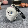 Cute Secret Life of Pets Gidget keychain, white plush-style PVC figure, perfect toy gift for kids and movie fans.