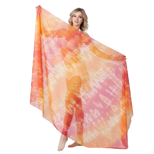 Luxury Silk/Cotton Belly Dance Veil Scarf Handmade Gradual Ombre Color Women's Adult Performance Practice Wear In-Stock Custom