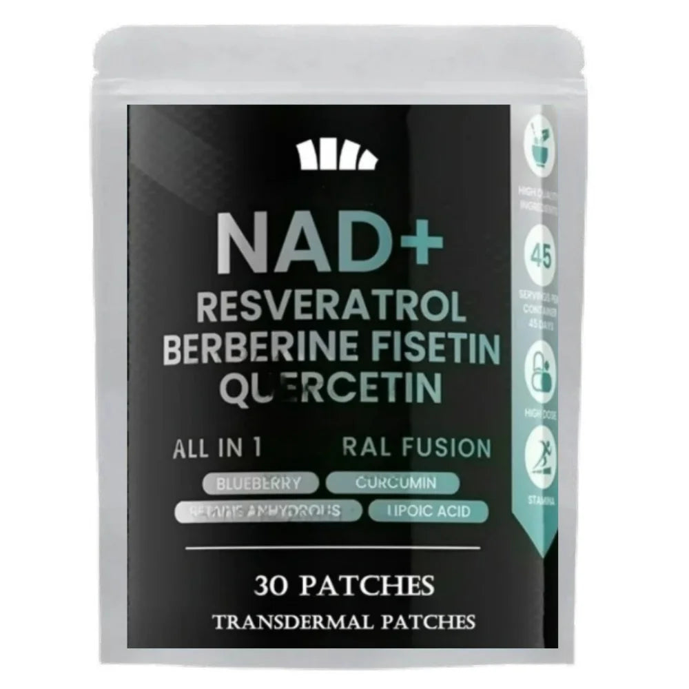 30 Patches Nad + Boosting Transdermal Patches With Nr + Resveratrol Turmeric + Quercetin - Cellular Repair, Healthy Aging