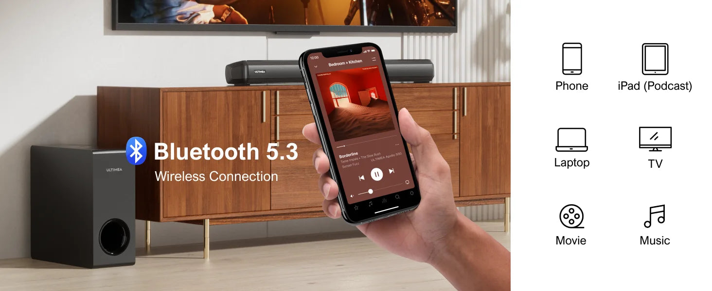 4.1 Channel Soundbar with Subwoofer - 200W Detachable Home Theater Tidesmit