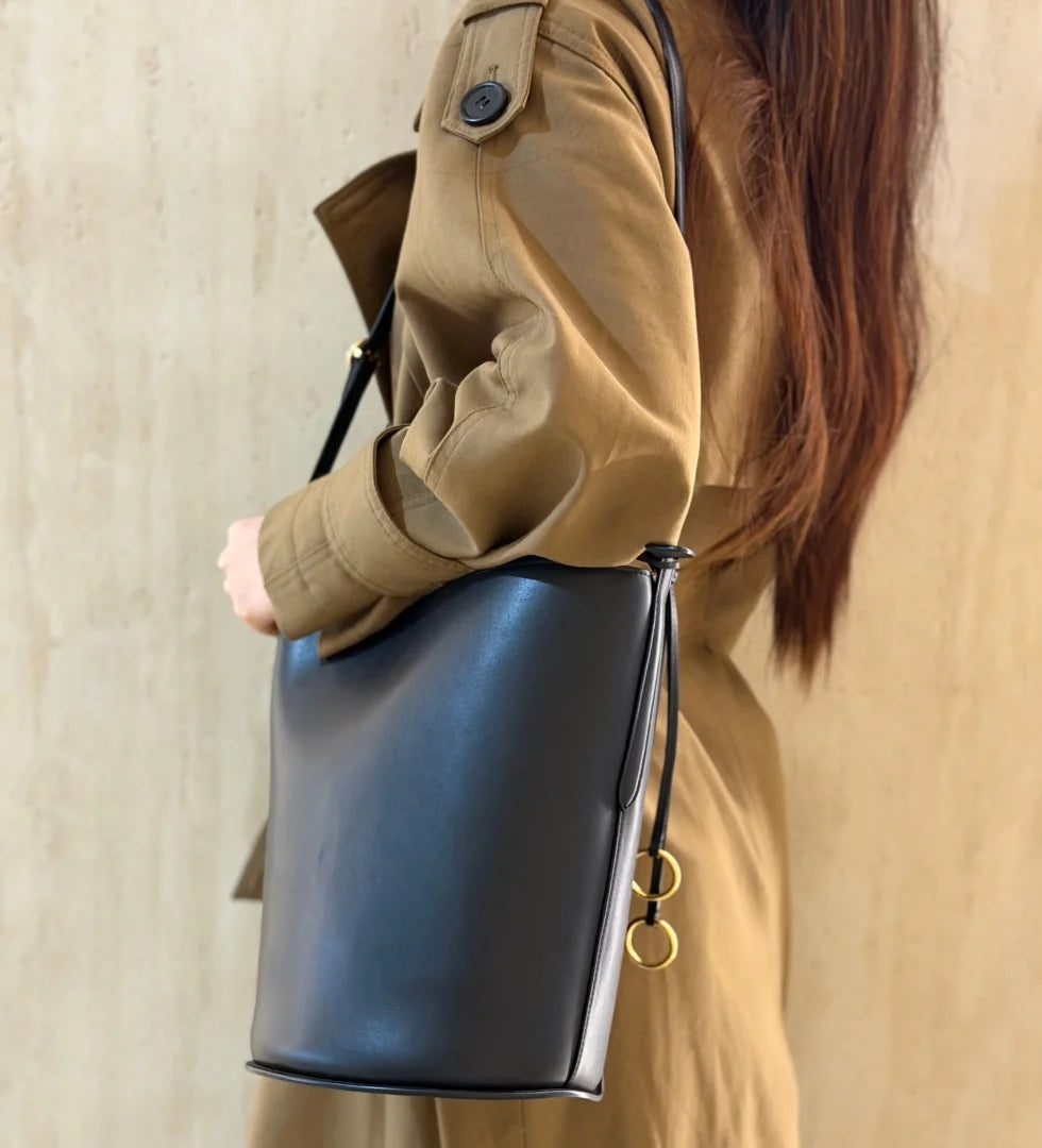 2026 New Bucket Bag Rear Saddle Design High end Leather Shoulder Bag Leather Crossbody Bag
