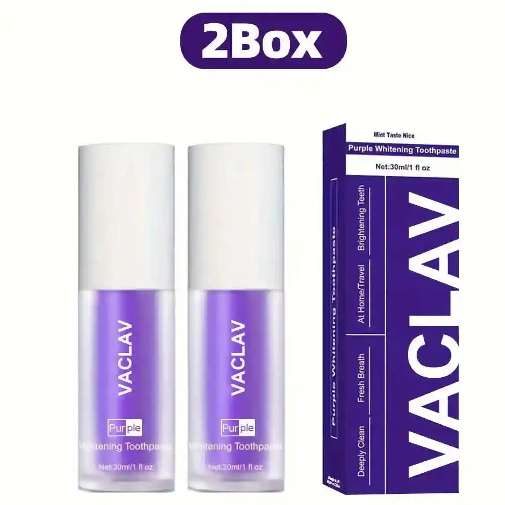 Tidesmit Vaclav purple toothpaste for teeth whitening and yellow stain removal color corrector