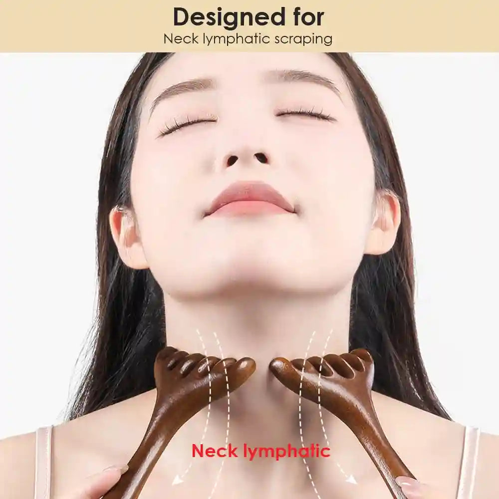 Sandalwood Facial Meridian Comb for Lymphatic Drainage | Tidesmit Massage Roller Tidesmit
