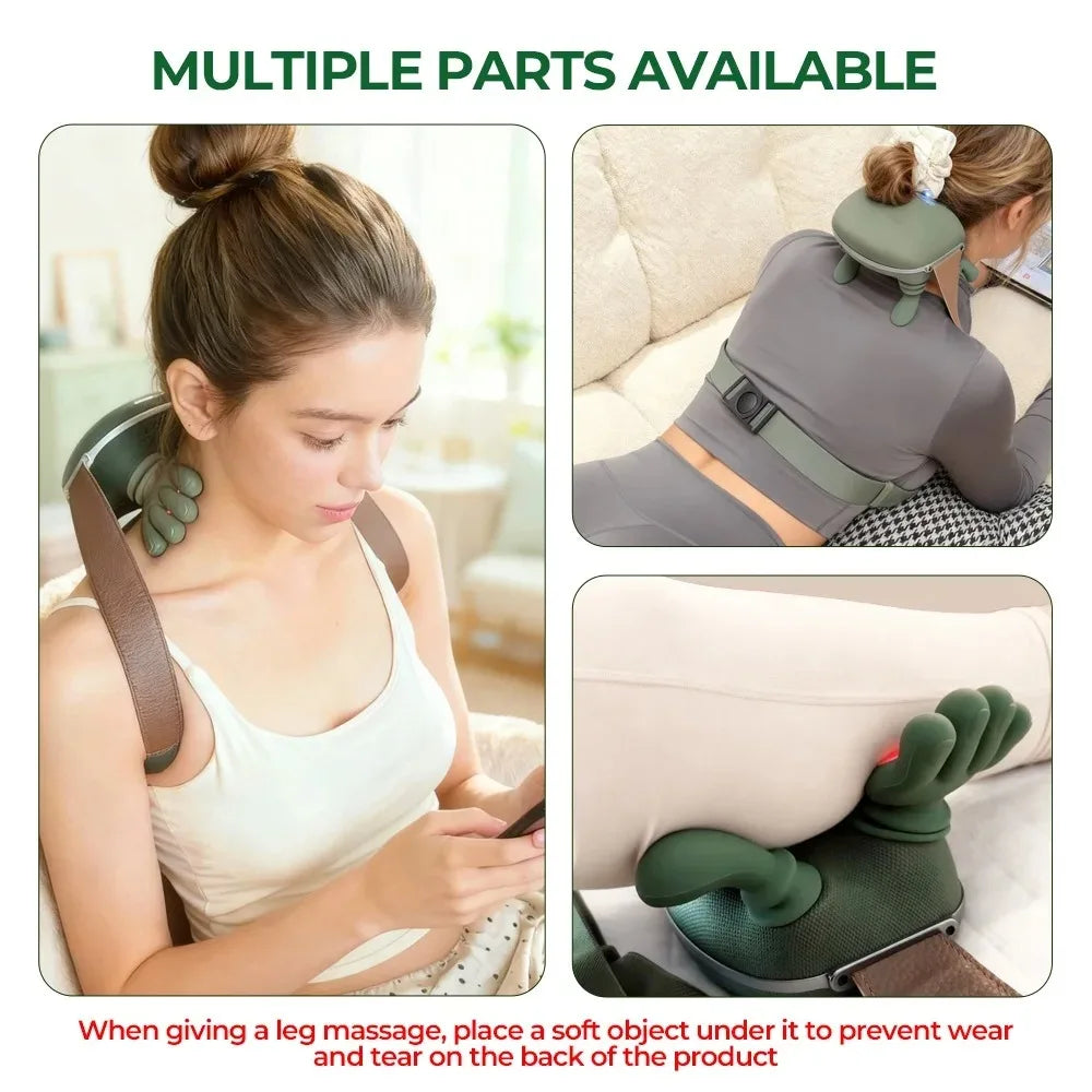 Electric Back & Neck Massager with Heat Therapy - Wireless Wellness Back Massage Instrument Tidesmit