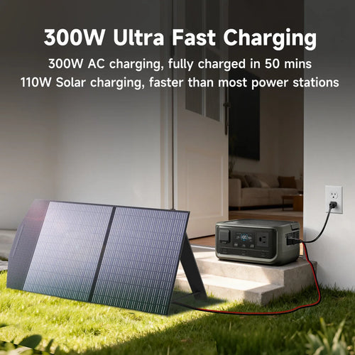 Portable Power Station 256Wh LiFePO4 with 100W Solar Panel Bundle Tidesmit