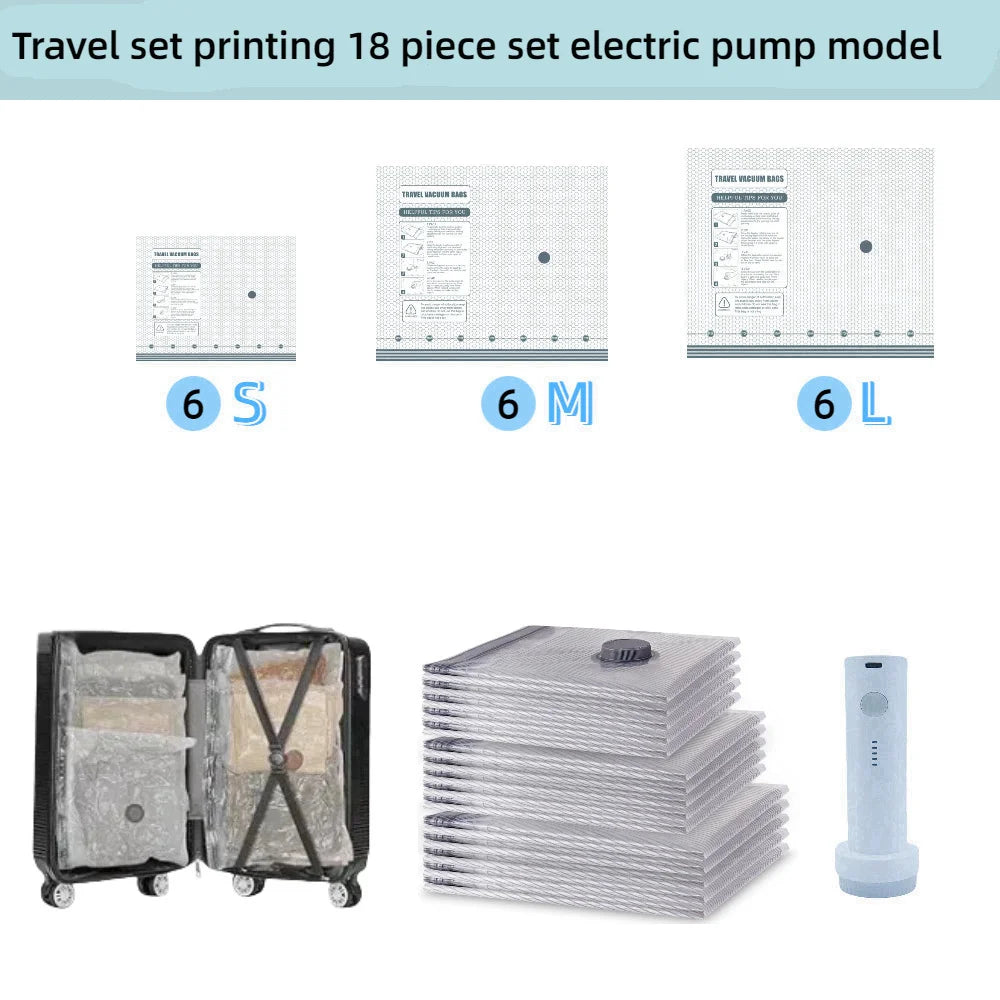 Tidesmit 9-pack travel vacuum seal bags with portable electric pump for space-saving luggage clothing compression