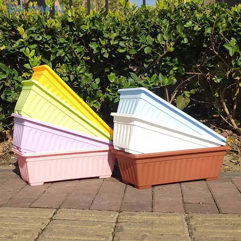 【ZYAA-1】1Set Plastic Vegetable Planters Rectangular Flowerpots For Balcony Indoor Gardening Breathable Plants Pots Garden Tools