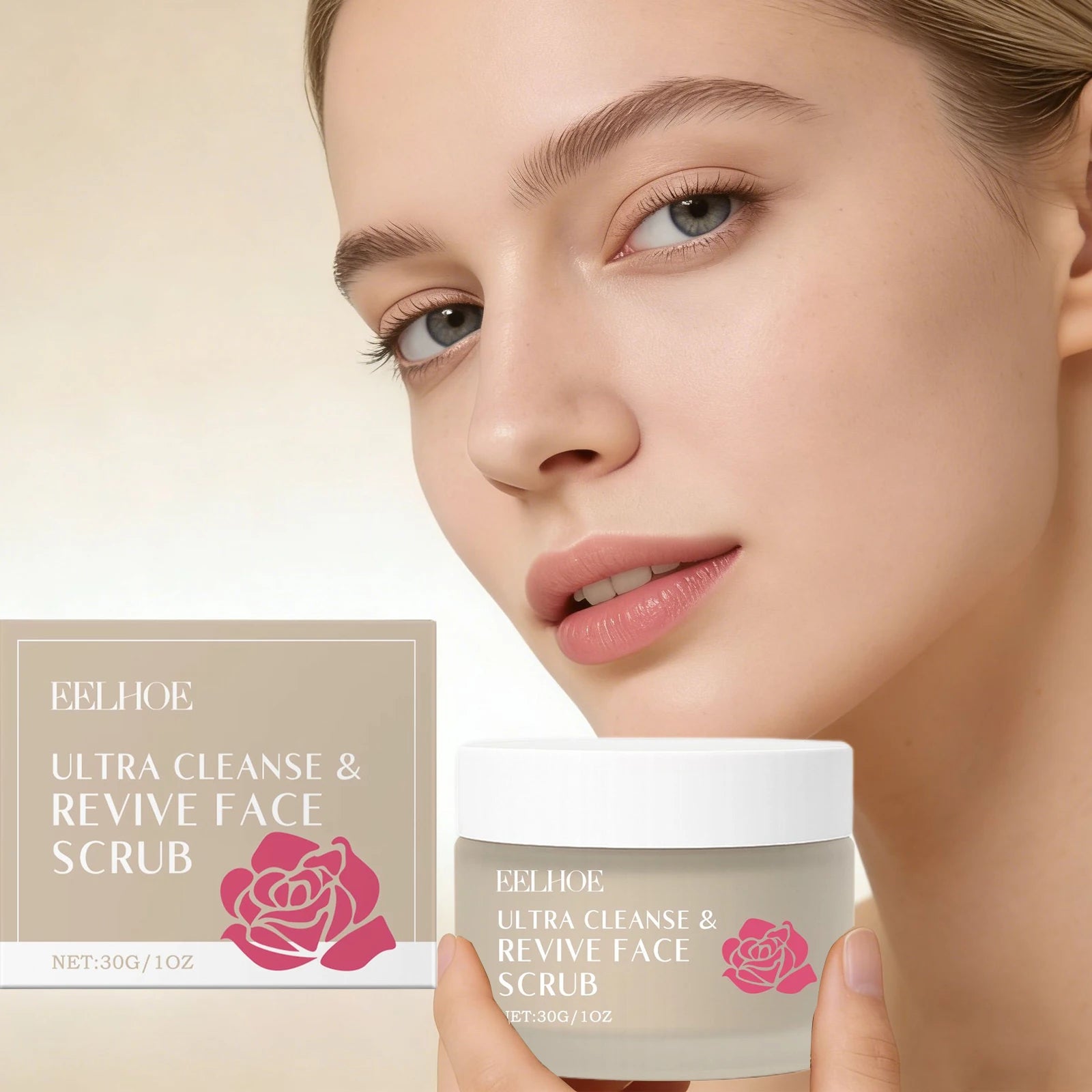 Rose Facial Exfoliating Scrub 30g – Natural Pore Minimizing Skin Polish Scrubs Treatments 30g Tidesmit