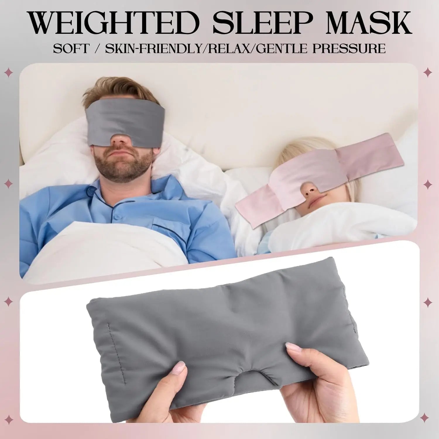 Weighted Eye Mask for Sleeping Soft Blackout Gravity Sleep Mask Gentle Pressure Eyes Cover with Adjustable Elastic Travel Gifts