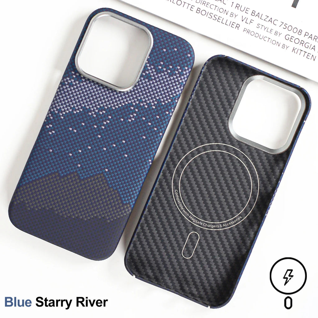 iPhone 16 Pro Max Aramid Fiber Case - Slim Military-Grade Protective Cover Blue Mag CN Tidesmit