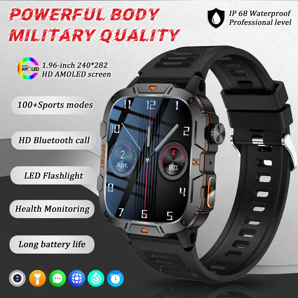 Black smart watch with rubber strap and analog-style clock face display