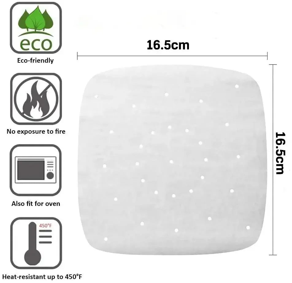 100pcs Air Fryer Parchment Paper Liners 9 Inch Baking Paper Square Perforated Parchment Paper for Steamers Cake Pan Oven Cooking