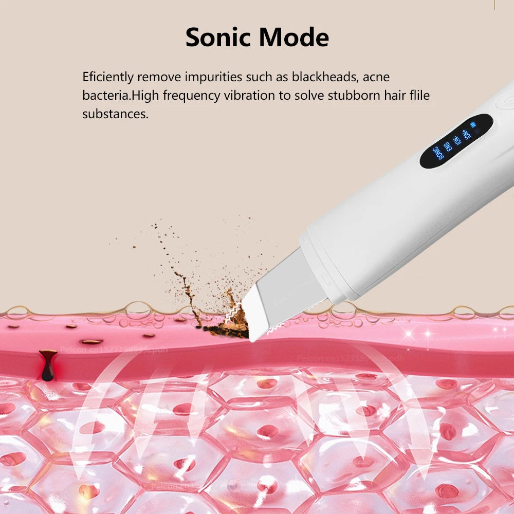 Ultrasonic Skin Scrubber Facial Cleanser - White Professional Care Scrubs Treatments Tidesmit