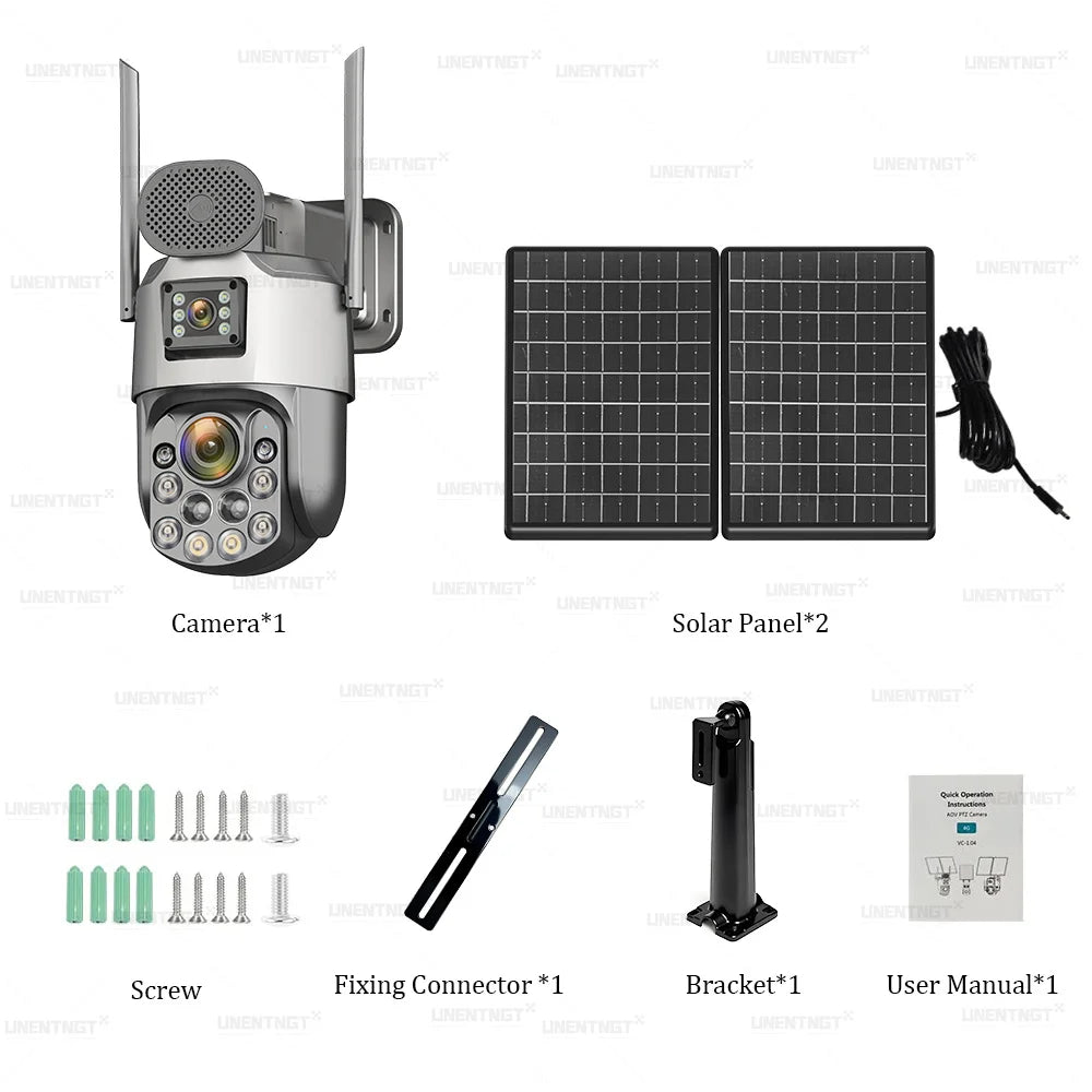 AOV 24/7 Recording Solar Cameras 60X Optical Zoom Dual Lens Surveillance 4G/eSIM Outdoor AI Human Tracking Security PTZ Camera