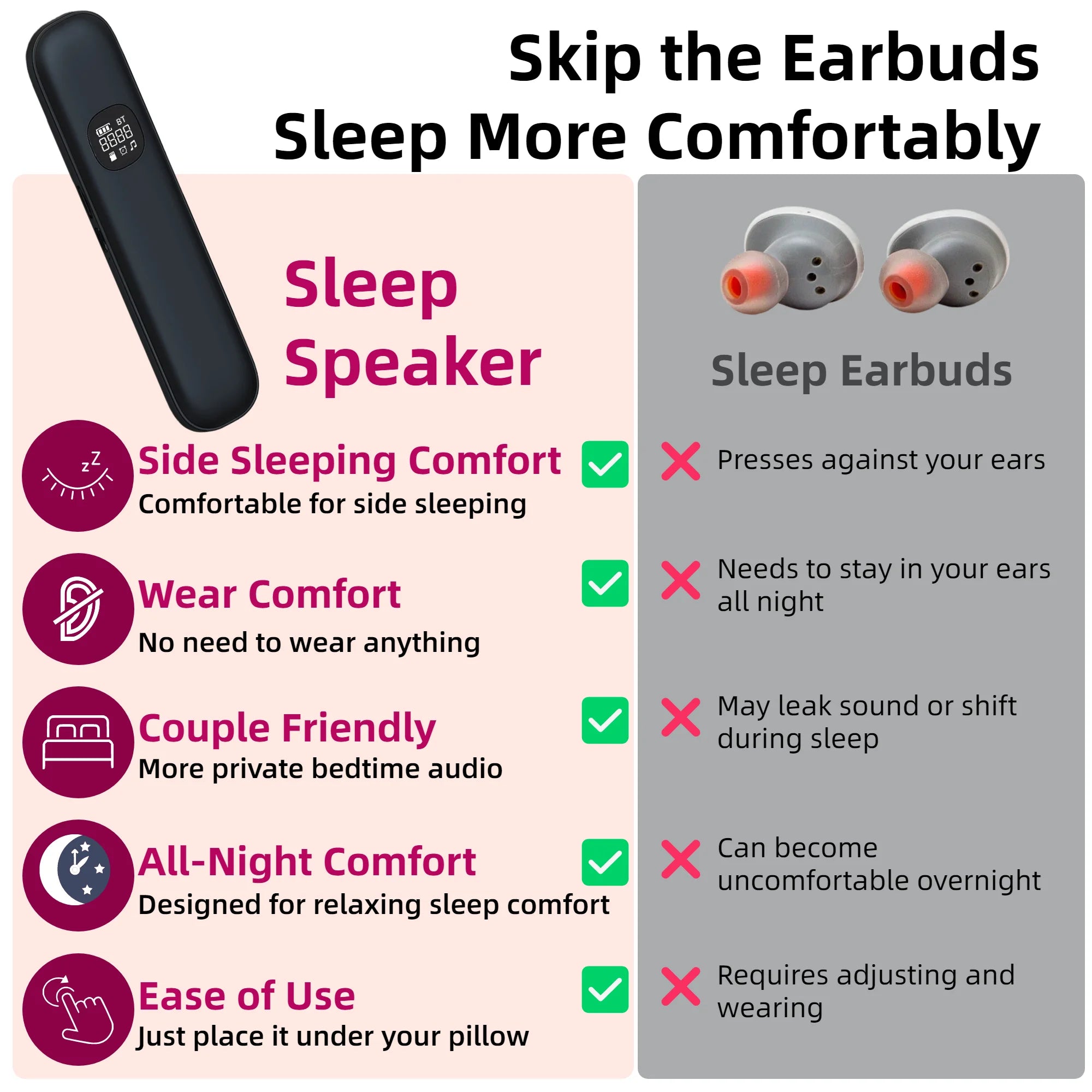 Bone Conduction Sleep Headphones Under Pillow Speaker Bluetooth 5.3 White Black Wireless Stereo Sound Headband
