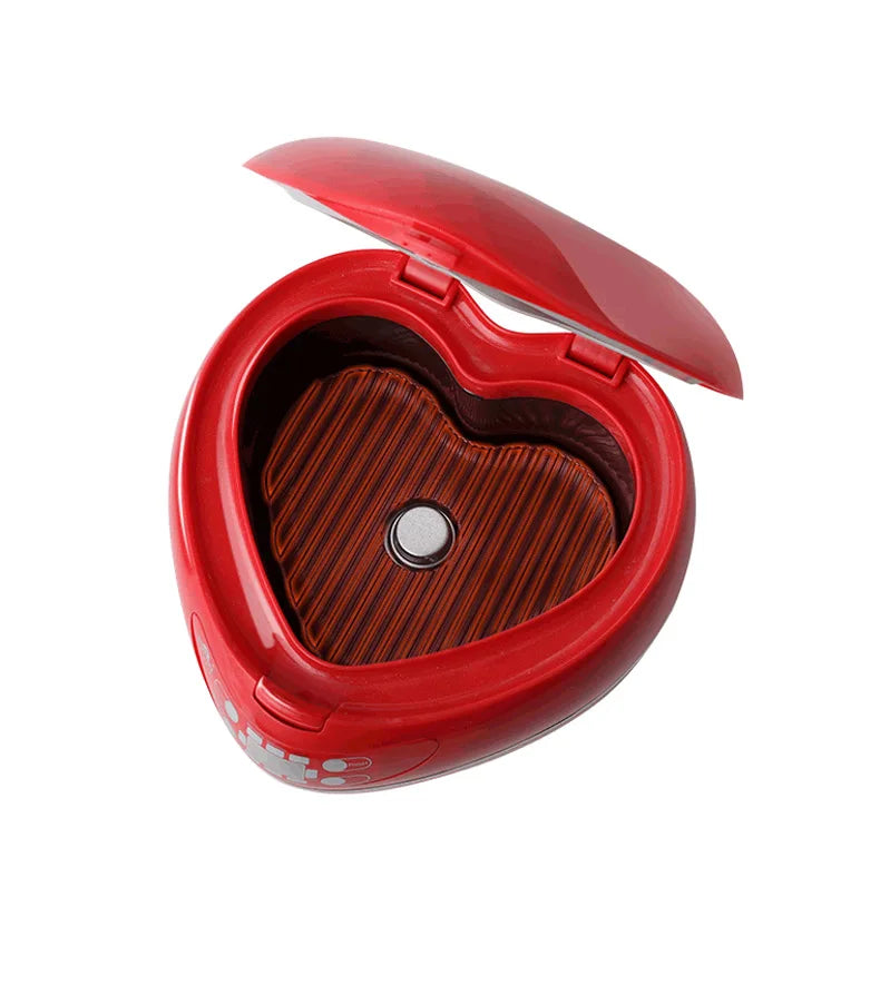 Red heart-shaped inner cooking pot with textured nonstick surface
