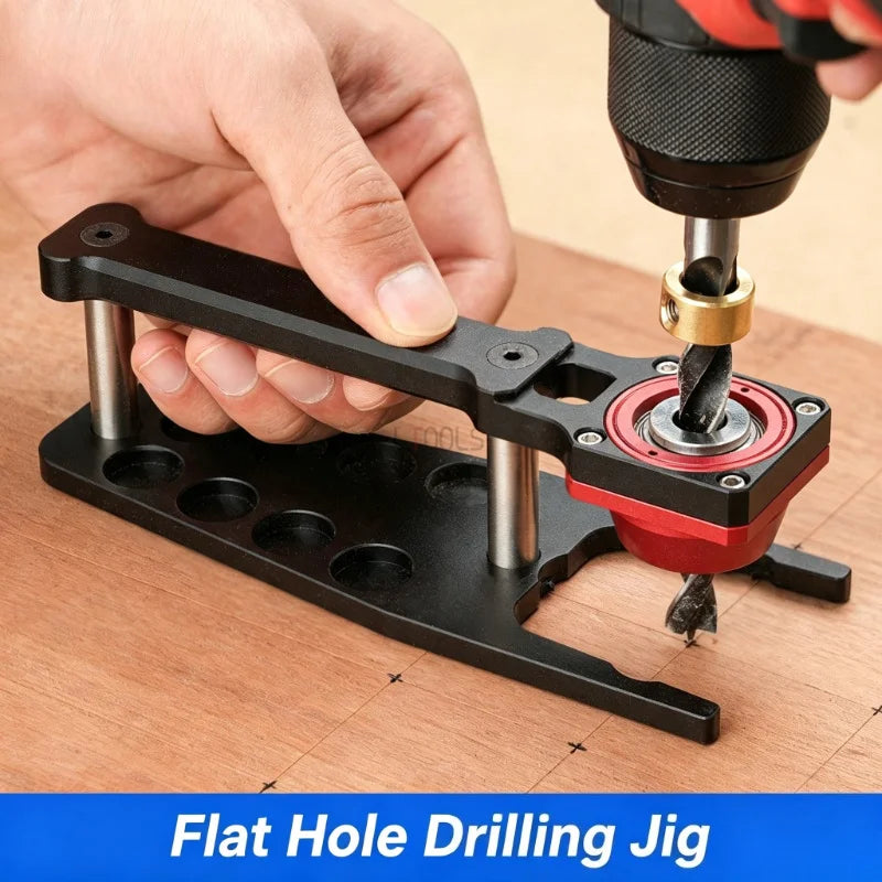 Multifunctional Flat Vertical Drilling Jig Precision Dowel Locator for Pegboard MFT Workbench Woodworking Hole Opening Tool