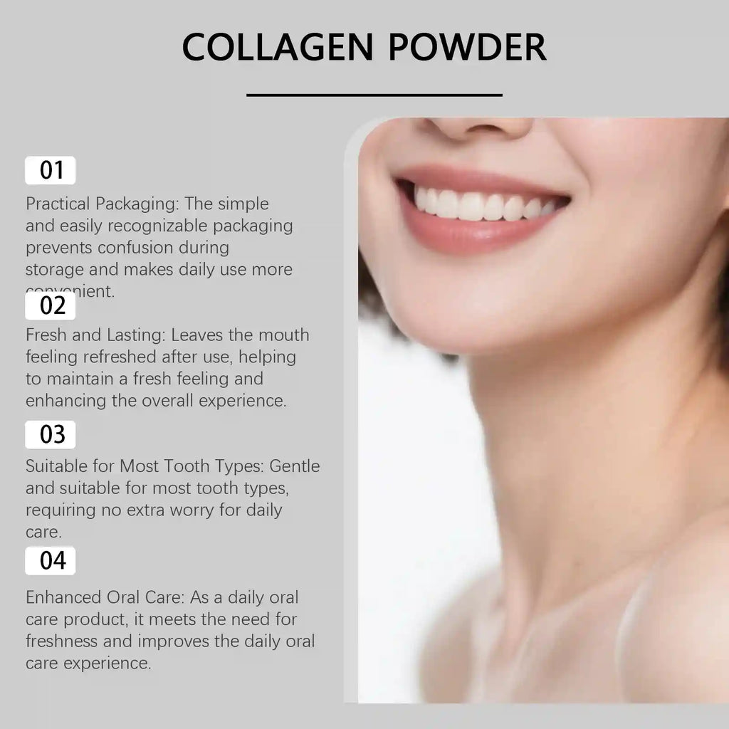 Tidesmit Collagen and Hydroxyapatite tooth powder for gentle teeth whitening, plaque removal, and gum care.