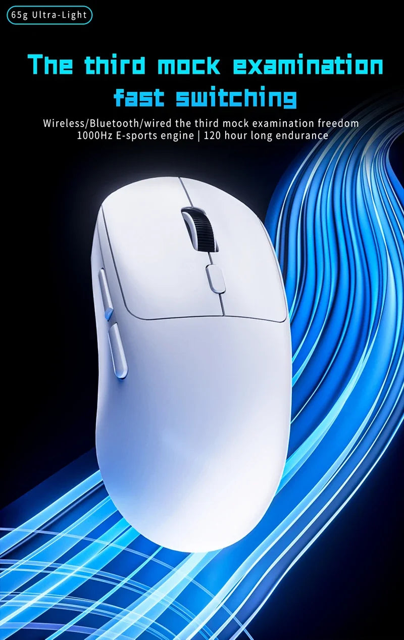 New M348 Superlight Mouse Bluetooth 2.4G Wireless Gaming Mouse Flagship Chip Gaming Sensor 6 Adjustable DPI for Office Game