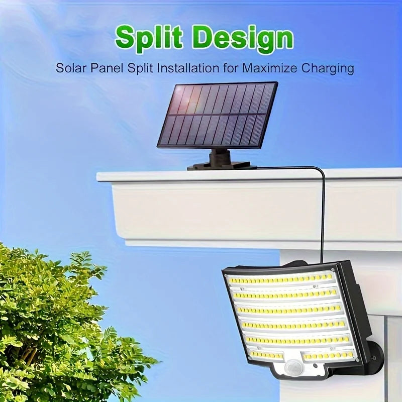 252LEDs Solar Lights Outdoor, IP65 Waterproof Solar Flood Lights with 16.4ft Cable, 3 Lighting Modes & Remote Control Motion Sensor Outdoor Light, LED Wall Lamp for Garden, Garage, Patio, Pathway