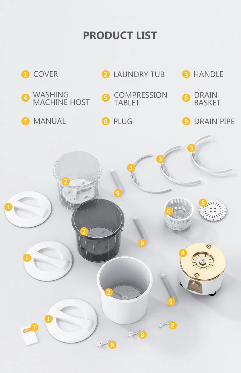 Tidesmit portable semi-automatic bucket washing machine for baby clothes, socks, and underwear, compact home dryer.