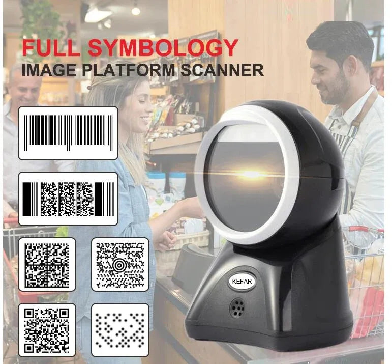 2D barcode scanner scanning multiple barcodes shown on paper and product labels