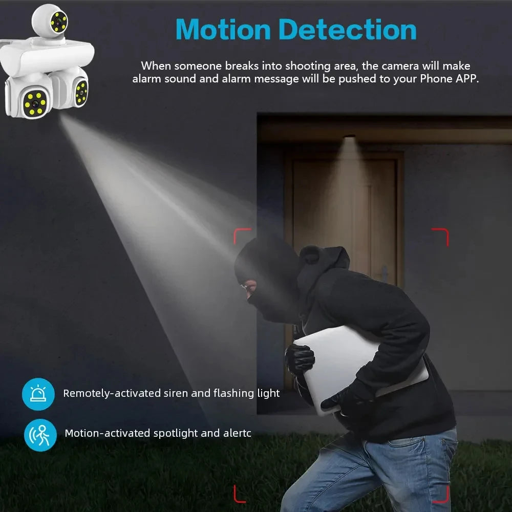 15MP Wireless Three Lens Three Screen Outdoor ICam365 APP PTZ IP Camera Surveillance Camera With Auto Tracking