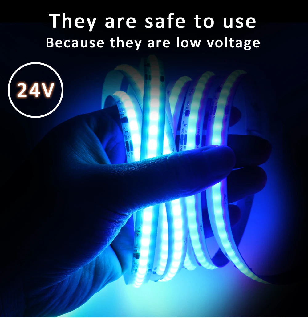 WS2811 COB RGBIC LED Strip DC24V 5M 10M 20M 30M RGB IC Horse Running Water Flowing Lights Tape Diode Ribbon Room Decoration Lamp