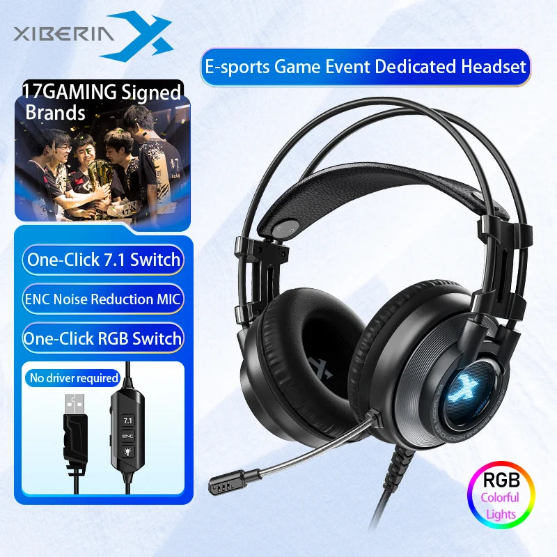 7.1 Surround Sound Gaming Headset with Noise Cancelling Mic - Tidesmit black Tidesmit