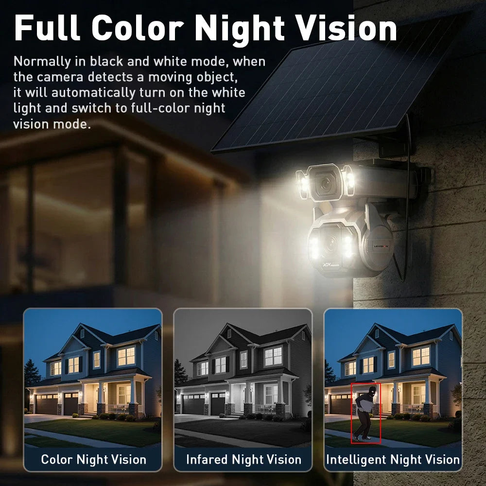 LS VISION Outdoor Surveillance Solar Camera 4g 12X Optical Zoom Cctv Home Cam With 24/7 Video Recording Dual Screen AOV Tracking