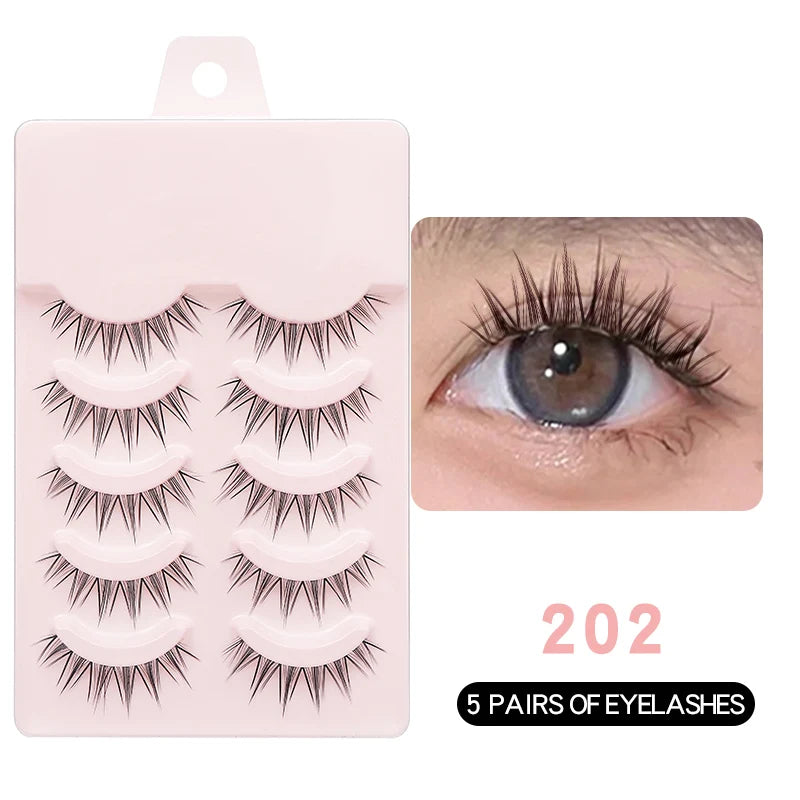 Anime Manga False Eyelashes - Natural Wispy Faux Lashes - 5 Pairs Set False Eyelashes 202 Tidesmit