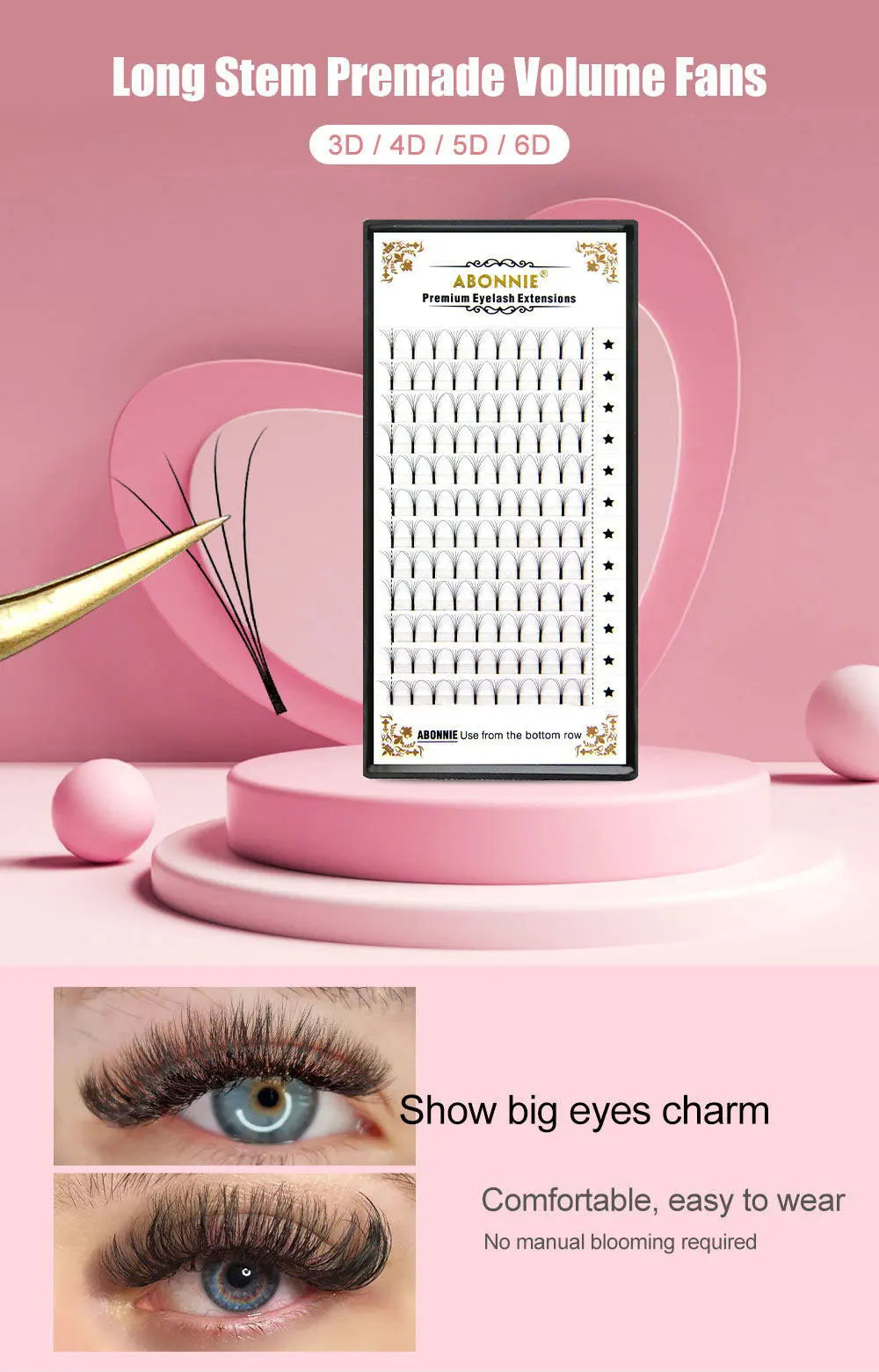Russian Volume Eyelash Extensions 5D-6D | Matte Soft False Lashes False Eyelashes Tidesmit