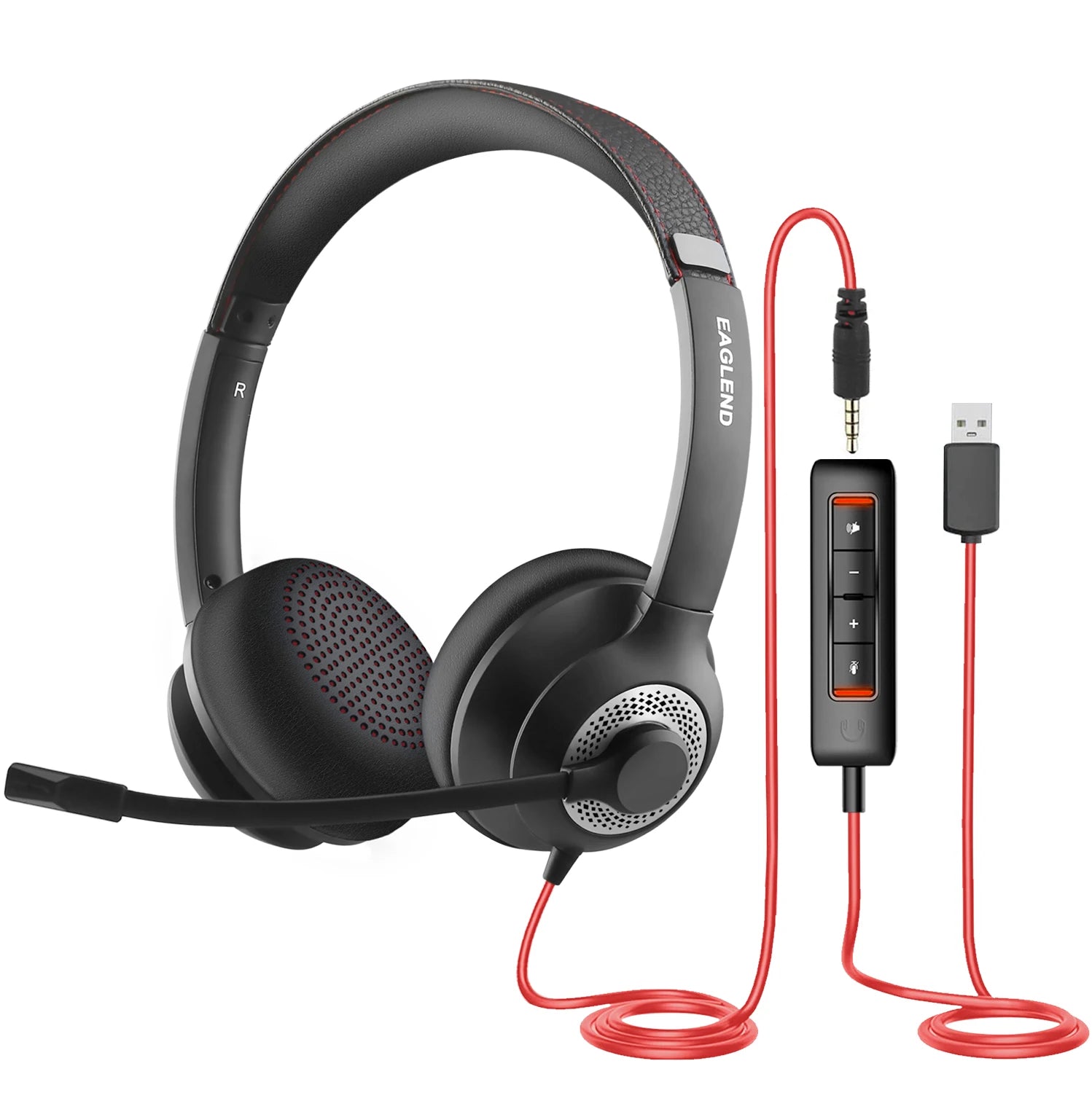 USB PC Headset with Noise Cancelling Mic for Office & Studio Calls black Tidesmit