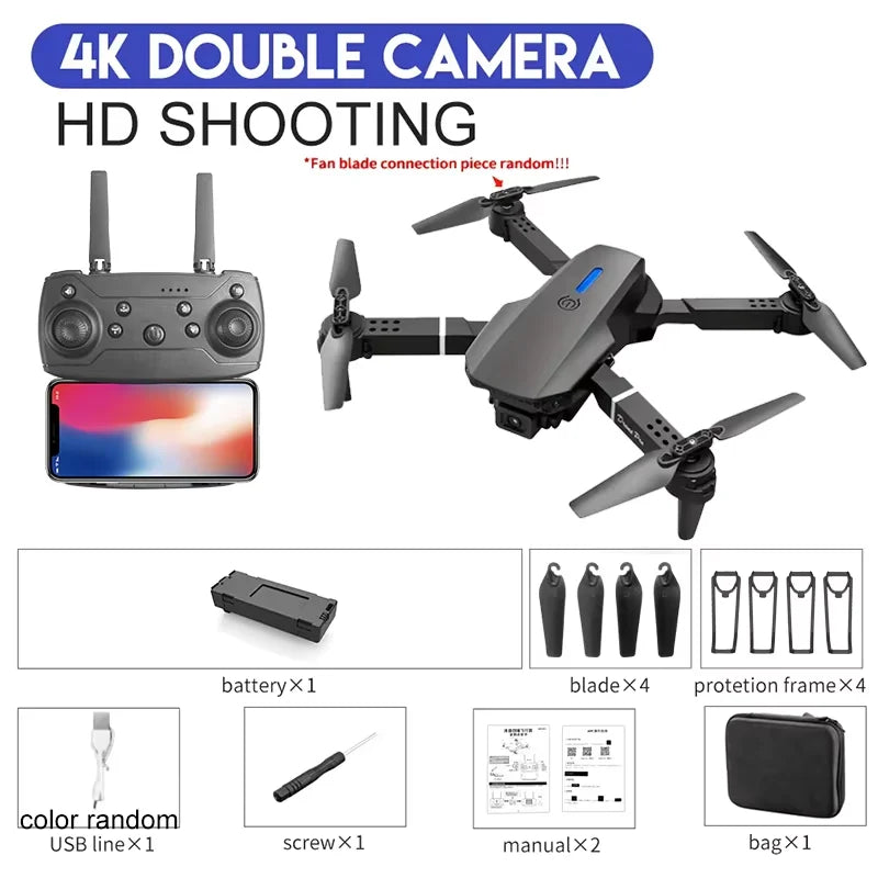 4K Camera Drone Foldable Quadcopter - Wide Angle Lens & Stable Flight 4K-Black-DC-1B Tidesmit