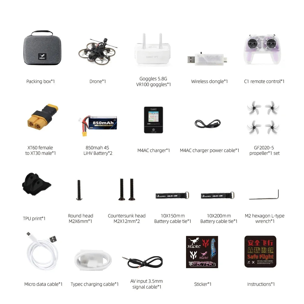 FPV Drone RTF Set 2-Inch Analog Talon Quadcopter - HGLRC Edition Tidesmit