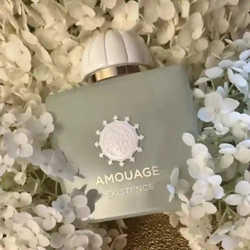 Amouage Existence unisex EDP: Square frosted bottle, woody oriental fragrance, 100ml luxury Arabic perfume with flowers.