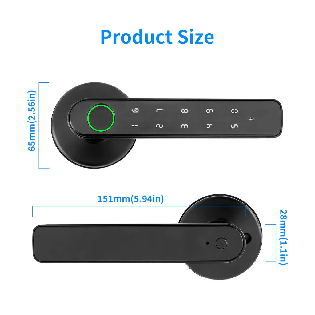Tuya Bluetooth Biometric Electronic Lock Smart Fingerprint Password App Unlock Intelligent Door Handle Lock Home Security