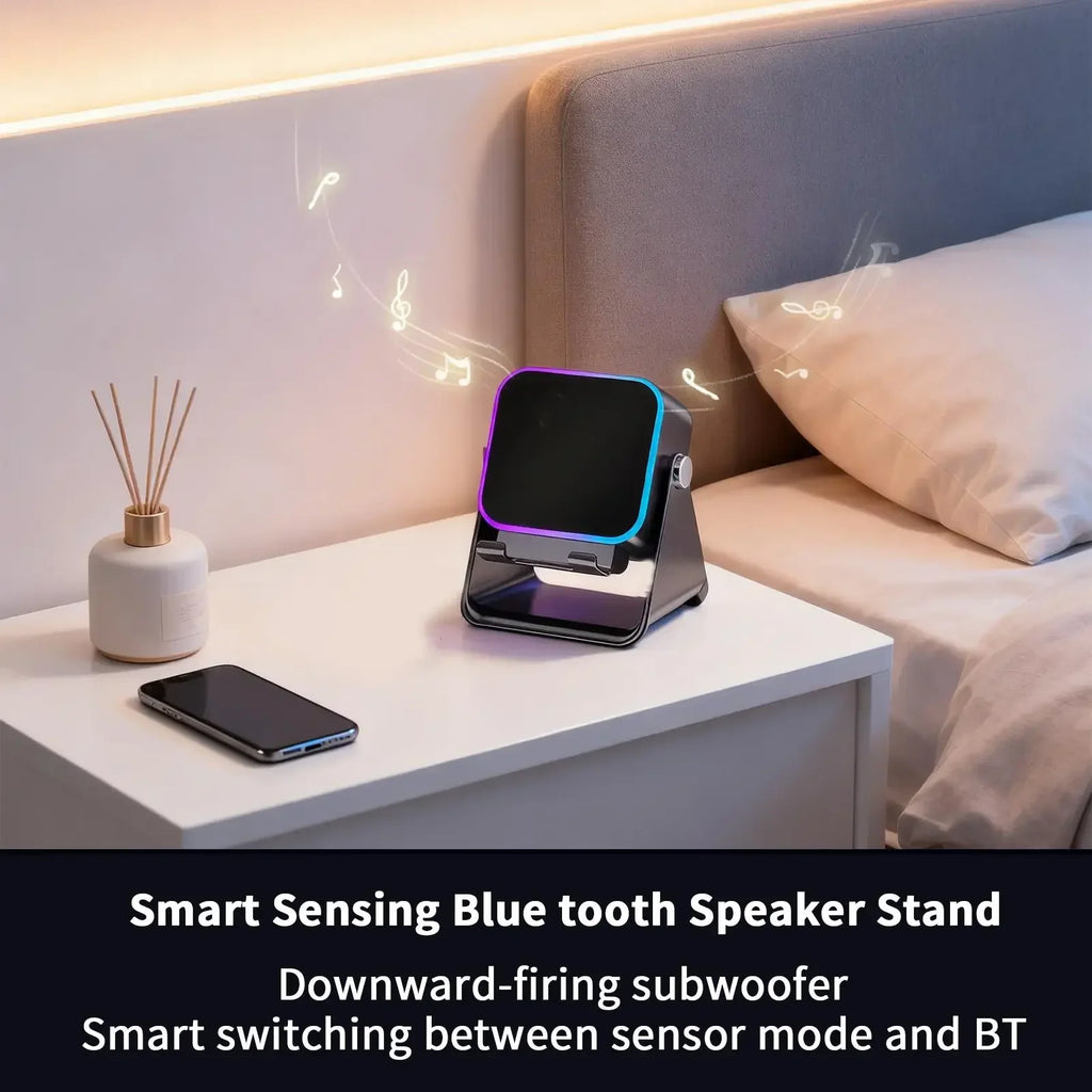 5 In 1 Auto Induction Bluetooth Speaker With 8 Modes RGB Light Portable Audio Device With Phone Holder Holiday Christmas Gift