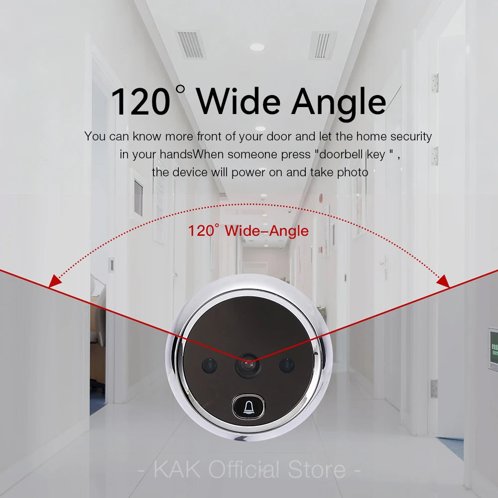 KAK 2.8" LCD Screen Electronic Door Viewer Bell IR Night Door Camera Photo Recording Digital Door Viewer Smart Peephole Doorbell