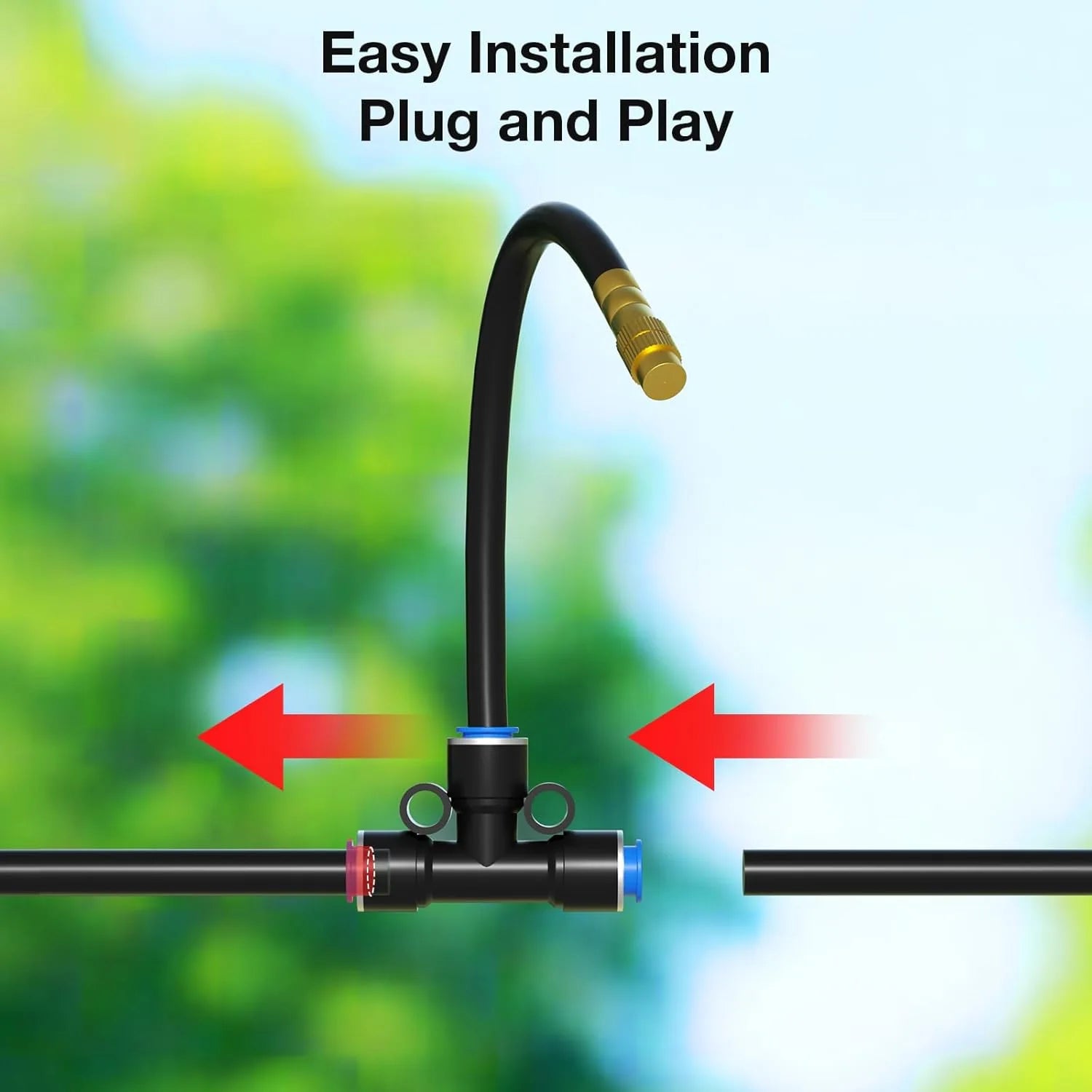 60M DIY Free Bending Universal Sprayer Kit 6mm Hose Patio Misting Cooling System for Garden Plant Fogging Watering Irrigation