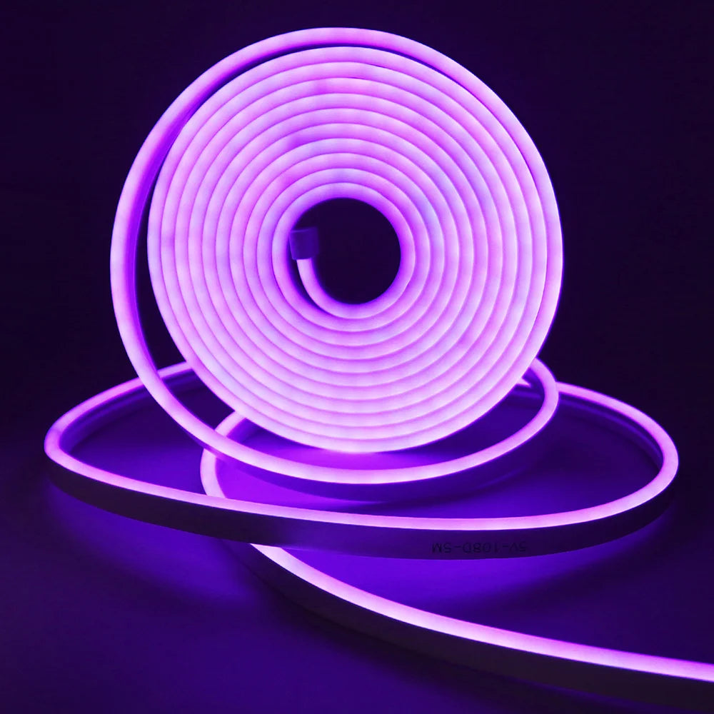 5V USB RGB LED Neon Strip Light 24key Remote Control Adhesive Tape 3535 108LED/m 6x12mm Waterproof Flexible Lamp Home Decoration